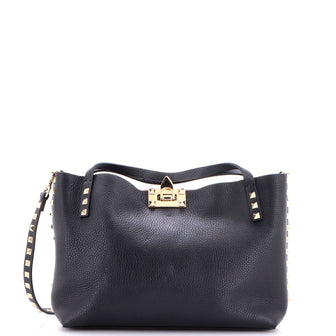 Valentino Garavani Rockstud Convertible Flip Lock Tote Leather Small