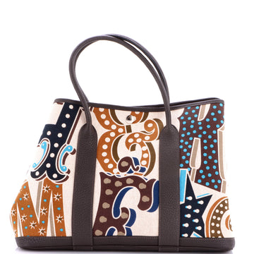 Hermes Electrique Garden Party Tote Printed Toile and Leather 36