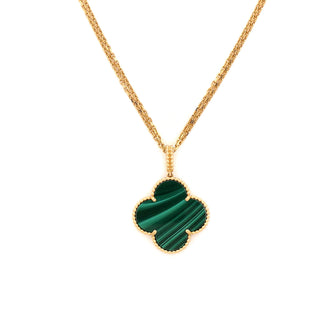 Van Cleef & Arpels Magic Alhambra Pendant Long Necklace 18K Yellow Gold and Malachite