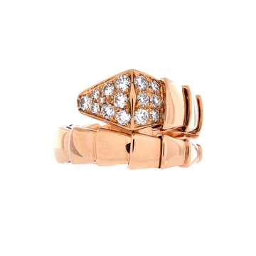 Bvlgari Serpenti Viper One-Coil Ring 18K Rose Gold with Diamonds Wide