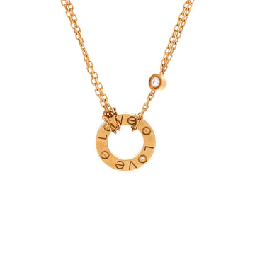 Cartier 2 Diamonds Love Pendant Necklace 18K Yellow Gold and Diamonds