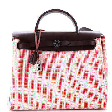 Hermes Herbag Zip Criss Viking Toile and Leather 31