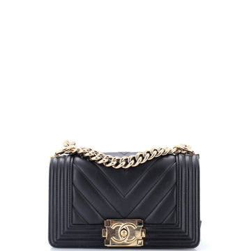 Chanel Boy Flap Bag Chevron Calfskin Small