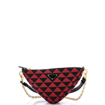 Prada Symbole Triangle Bag Leather and Jacquard Mini