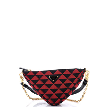 Prada Symbole Triangle Bag Leather and Jacquard Mini