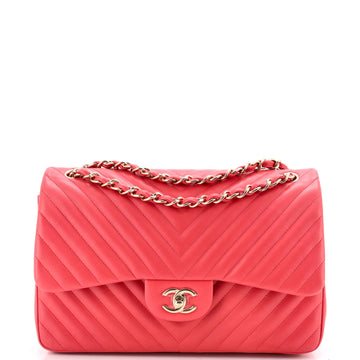 Chanel Classic Double Flap Bag Chevron Lambskin Jumbo