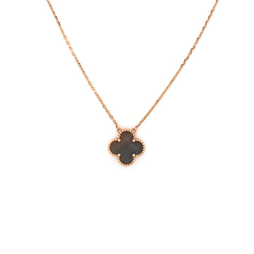 Van Cleef & Arpels Vintage Alhambra Pendant Necklace 18K Rose Gold and Grey Mother of Pearl