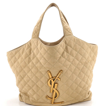 Saint Laurent Icare Shopping Tote Quilted Nubuck Maxi