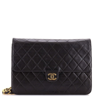 Chanel Vintage Clutch with Chain Quilted Leather Medium