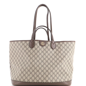 Gucci Ophidia Top Handle Shopping Tote GG Coated Canvas and Leather Medium