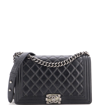 Chanel Boy Flap Bag Quilted Calfskin Old Medium
