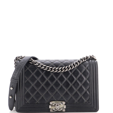 Chanel Boy Flap Bag Quilted Calfskin Old Medium