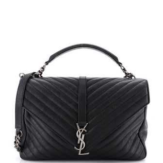 Saint Laurent Classic Monogram College Bag Matelasse Chevron Leather Large