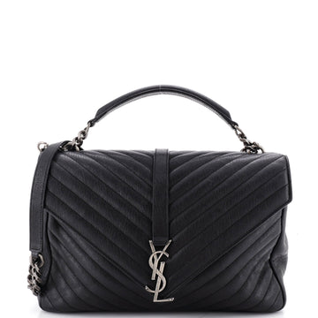 Saint Laurent Classic Monogram College Bag Matelasse Chevron Leather Large
