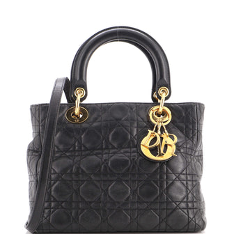 Christian Dior Vintage Lady Dior Bag Cannage Quilt Lambskin Medium