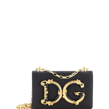 Dolce & Gabbana DG Girls Flap Bag Embellished Leather Small