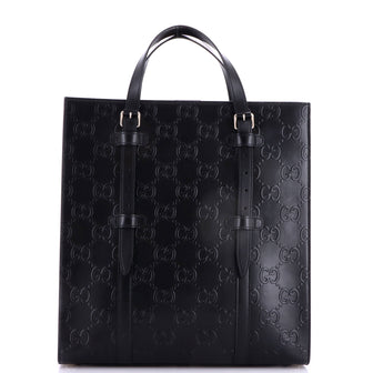 Gucci Tote Bag GG Embossed Perforated Leather Medium