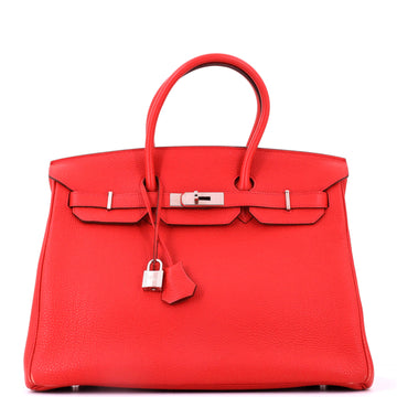 Hermes Birkin Handbag Red Togo with Palladium Hardware 35