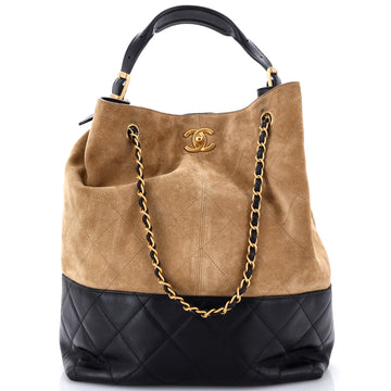 Chanel Coco Base Shopping Bag Quilted Suede and Lambskin Small