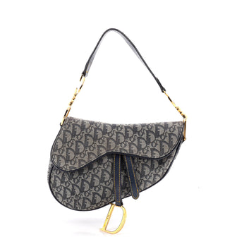 Christian Dior Vintage Saddle Bag Diorissimo Canvas Medium