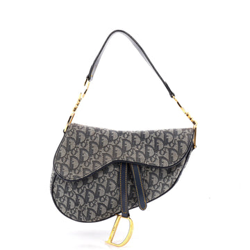 Christian Dior Vintage Saddle Bag Diorissimo Canvas Medium