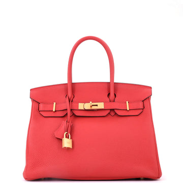 Hermes Birkin Handbag Red Togo with Gold Hardware 30