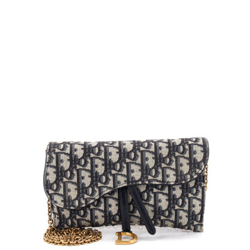 Christian Dior Saddle Chain Wallet Oblique Canvas