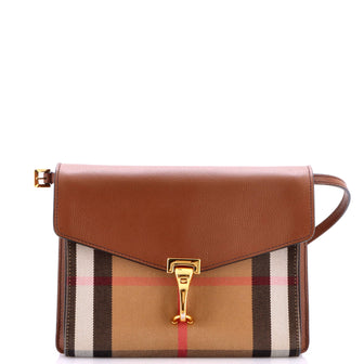 Burberry Macken Crossbody Bag Leather and House Check Canvas Small