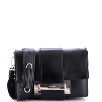 Prada Metal Ribbon Shoulder Bag City Calfskin Small