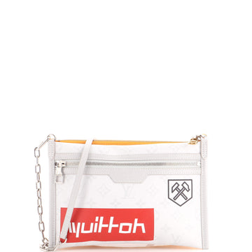 Louis Vuitton Double Flat Messenger Bag Limited Edition Logo Story Monogram Canvas and Denim