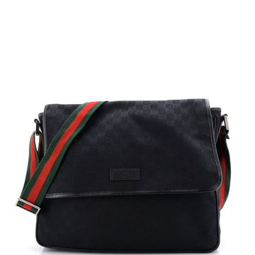 Gucci Web Strap Flap Messenger GG Canvas Medium