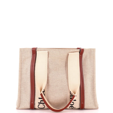 Chloe Woody Tote Canvas with Leather Medium