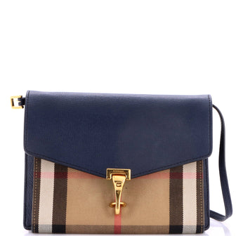 Burberry Macken Crossbody Bag Leather and House Check Canvas Small