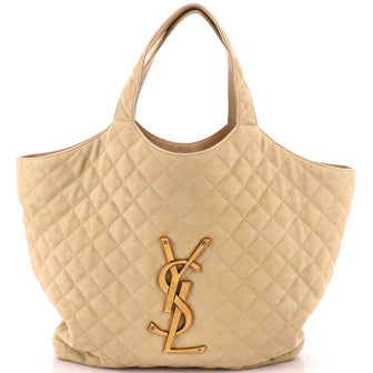 Saint Laurent Icare Shopping Tote Quilted Nubuck Maxi