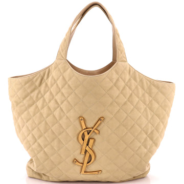 Saint Laurent Icare Shopping Tote Quilted Nubuck Maxi