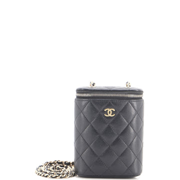 Chanel Vertical Classic Vanity Case with Chain Quilted Caviar Small
