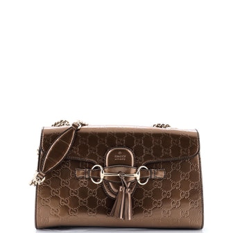 Gucci Emily Chain Flap Bag Guccissima Patent Medium