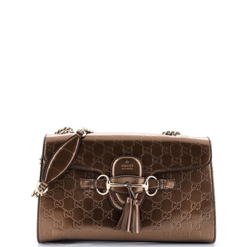 Gucci Emily Chain Flap Bag Guccissima Patent Medium