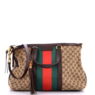 Gucci Rania Convertible Top Handle Bag Web GG Canvas Medium