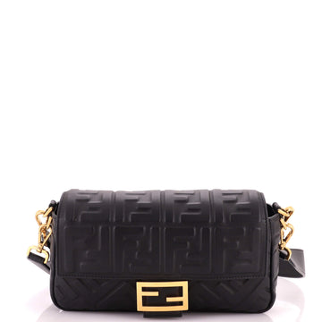 Fendi Baguette NM Bag Zucca Embossed Leather Medium