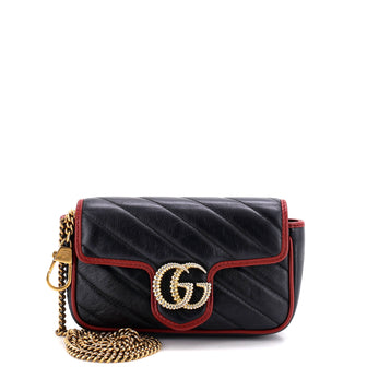 Gucci GG Marmont Flap Bag Diagonal Quilted Leather Super Mini