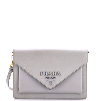 Prada Monochrome Envelope Crossbody Bag Saffiano with City Calf Mini