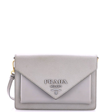 Prada Monochrome Envelope Crossbody Bag Saffiano with City Calf Mini