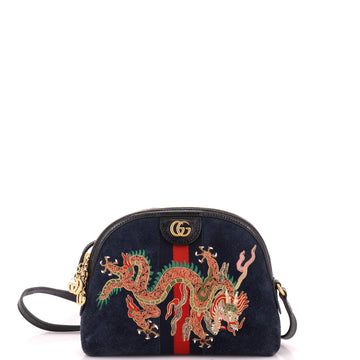 Gucci Ophidia Dome Shoulder Bag Embroidered Suede Small