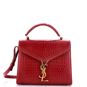 Saint Laurent Cassandra Top Handle Bag Crocodile Embossed Leather Mini