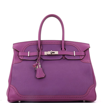 Hermes Birkin Ghillies Bag Purple Togo and Swift with Palladium Hardware 35