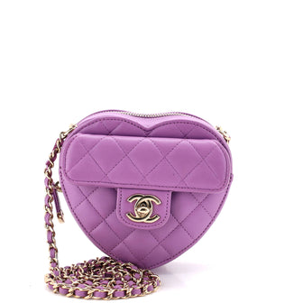 Chanel CC in Love Heart Clutch with Chain Quilted Lambskin