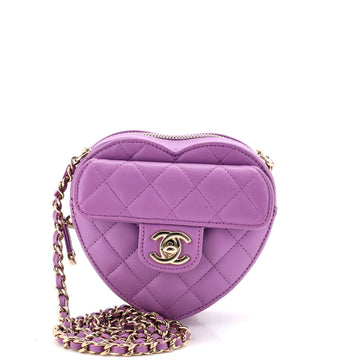 Chanel CC in Love Heart Clutch with Chain Quilted Lambskin
