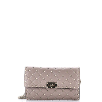 Valentino Garavani Rockstud Spike Wallet on Chain Quilted Leather Small