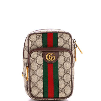 Gucci Ophidia Front Pocket Zip Crossbody Bag GG Coated Canvas Mini